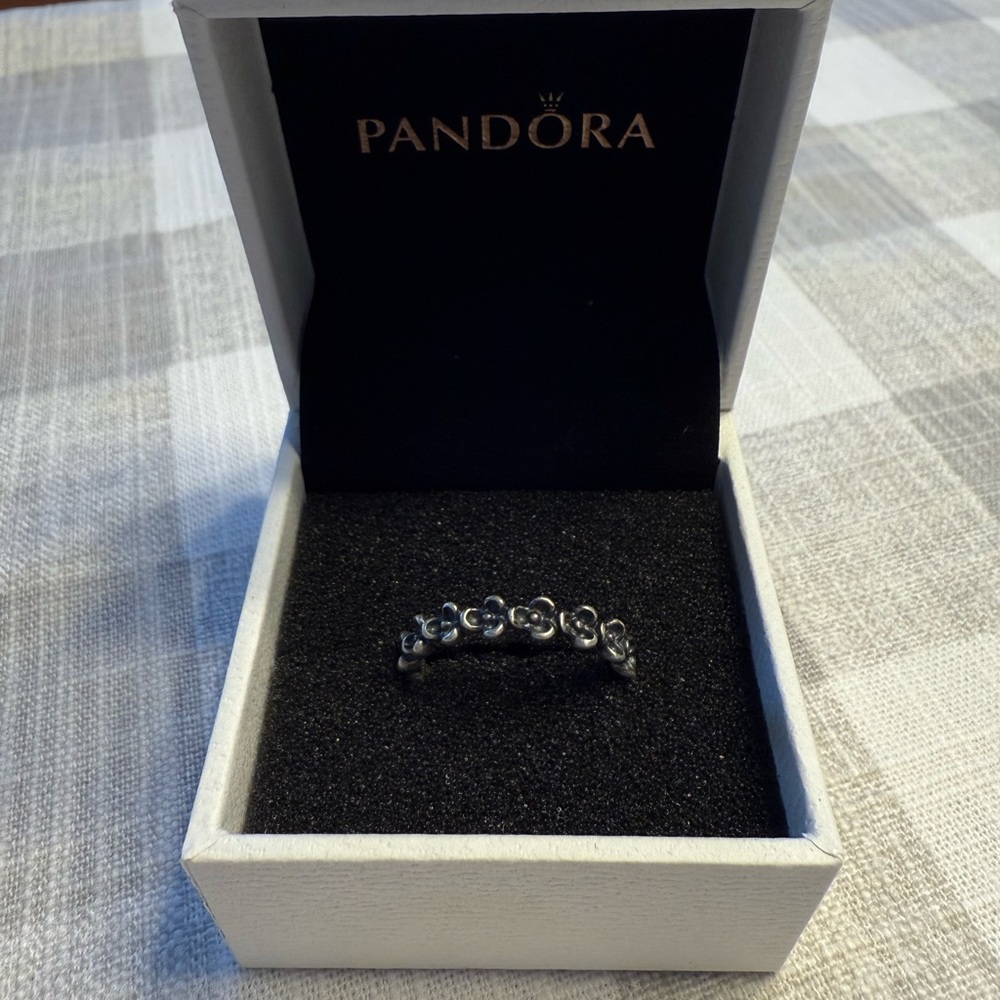 Pandora Sterling Silver Floral Ring Size 7.5